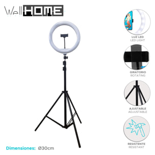 Well home anillo de luz selfie ø30cm con 120leds y 3 colores de luz
