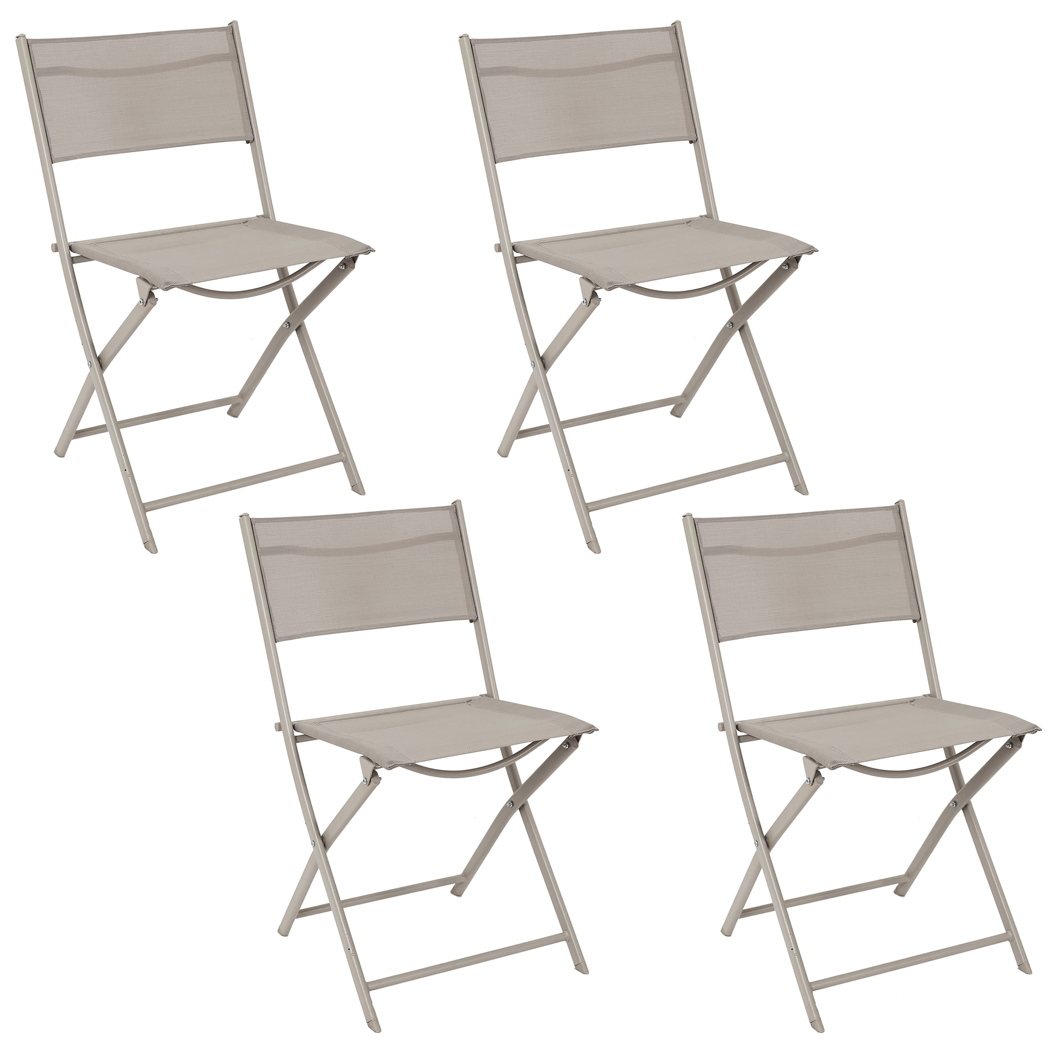 Chaise Exterieur Pliable Elba Textilene Taupe - Lot De 4