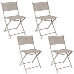 Chaise Exterieur Pliable Elba Textilene Taupe - Lot De 4