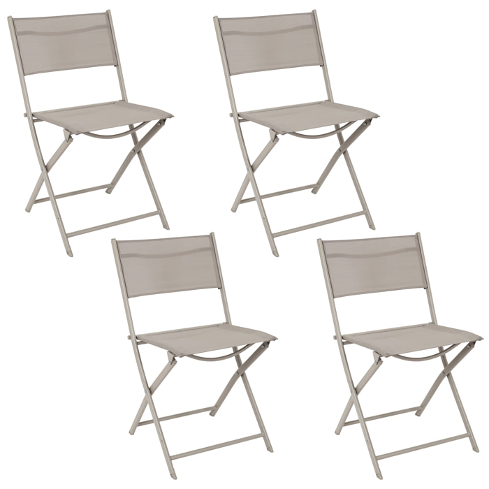 Chaise Exterieur Pliable Elba Textilene Taupe - Lot De 4