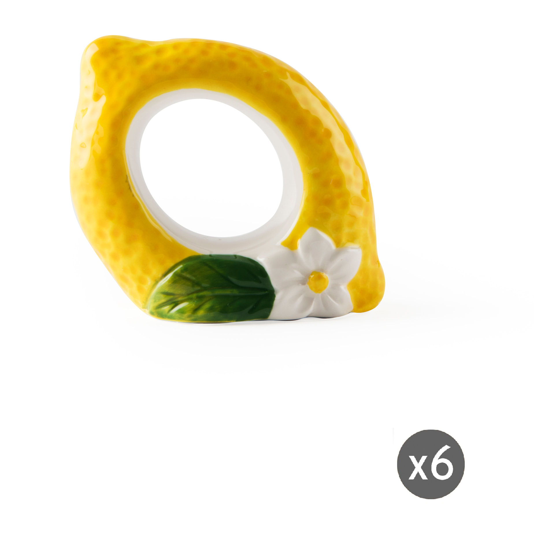 Set 6 Porte-Serviettes Excelsa – Amalfi, Céramique Jaune