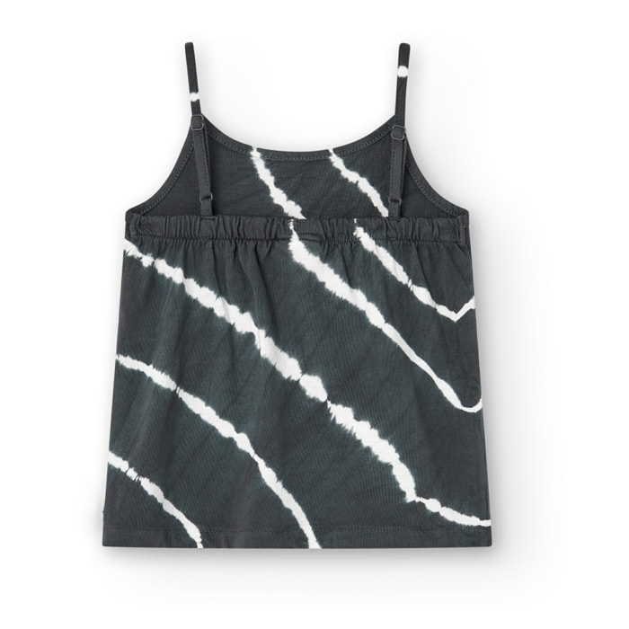 Camiseta de tirantes niña, estampado, gris oscuro