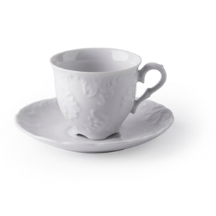 Set 6 Tazze Caffè con Piattino Excelsa – Elisa Rococo’, Porcellana Bianca