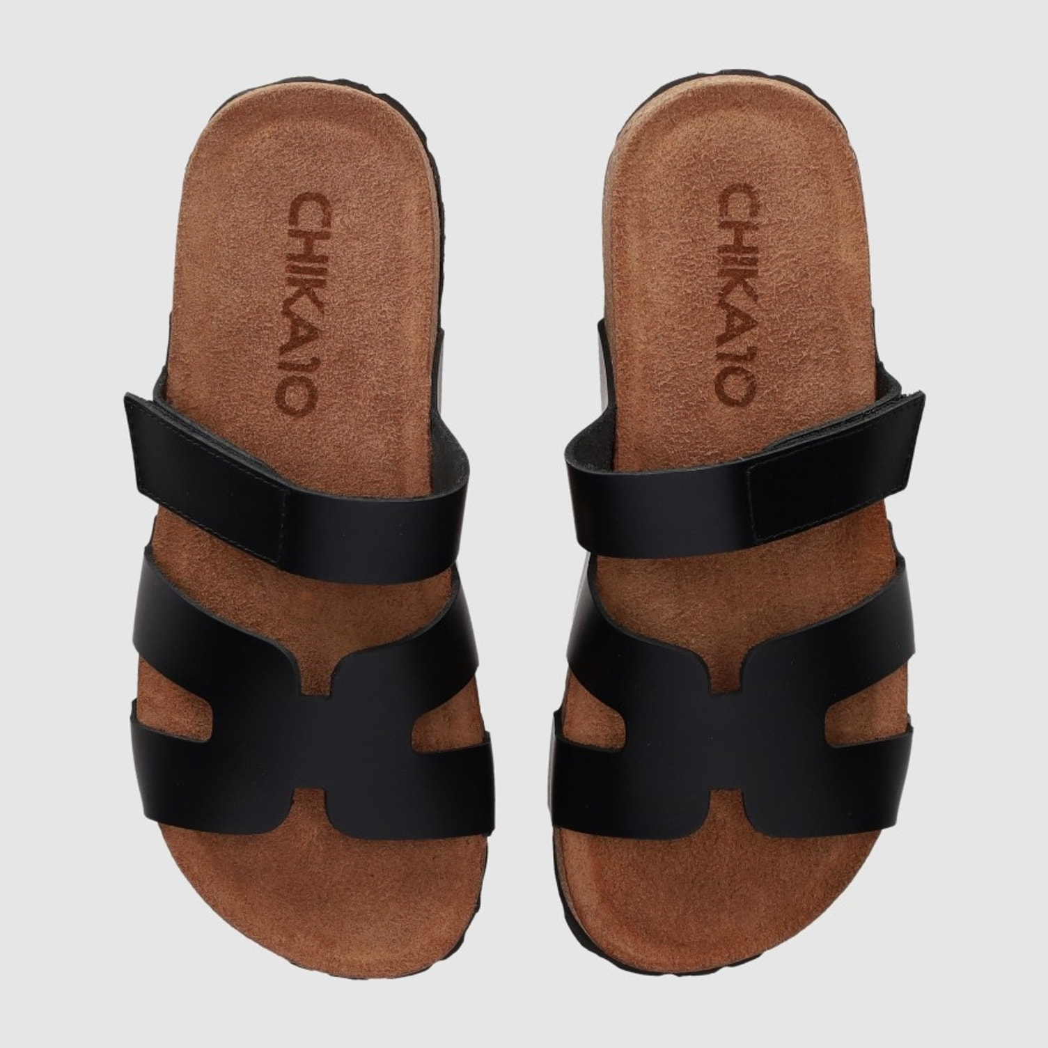 Sandalias de Serraje - Negro - Tacón: Bajo