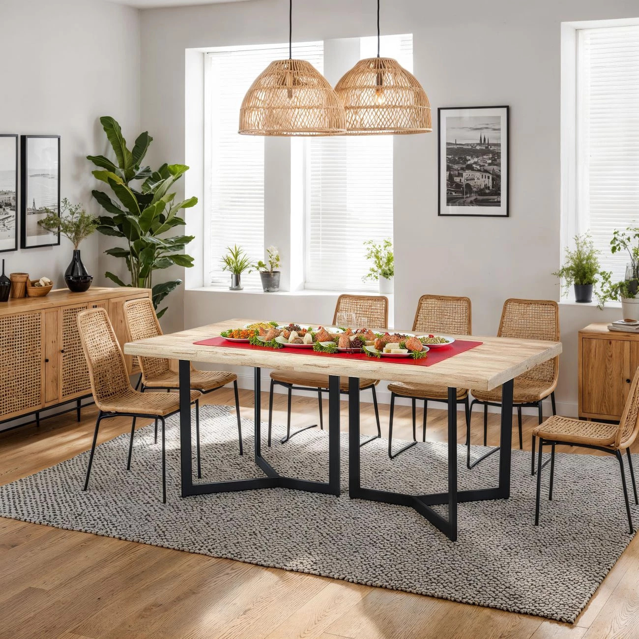 Mesa de comedor Jokul 180 Negro - Roble