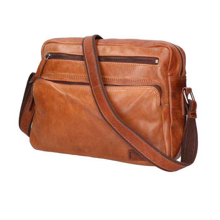 Borsa a tracolla unisex In Vera pelle Made in Italy 31x23x11 cm