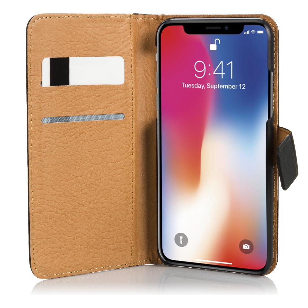 Funda tipo libro de piel sintética para iPhone X