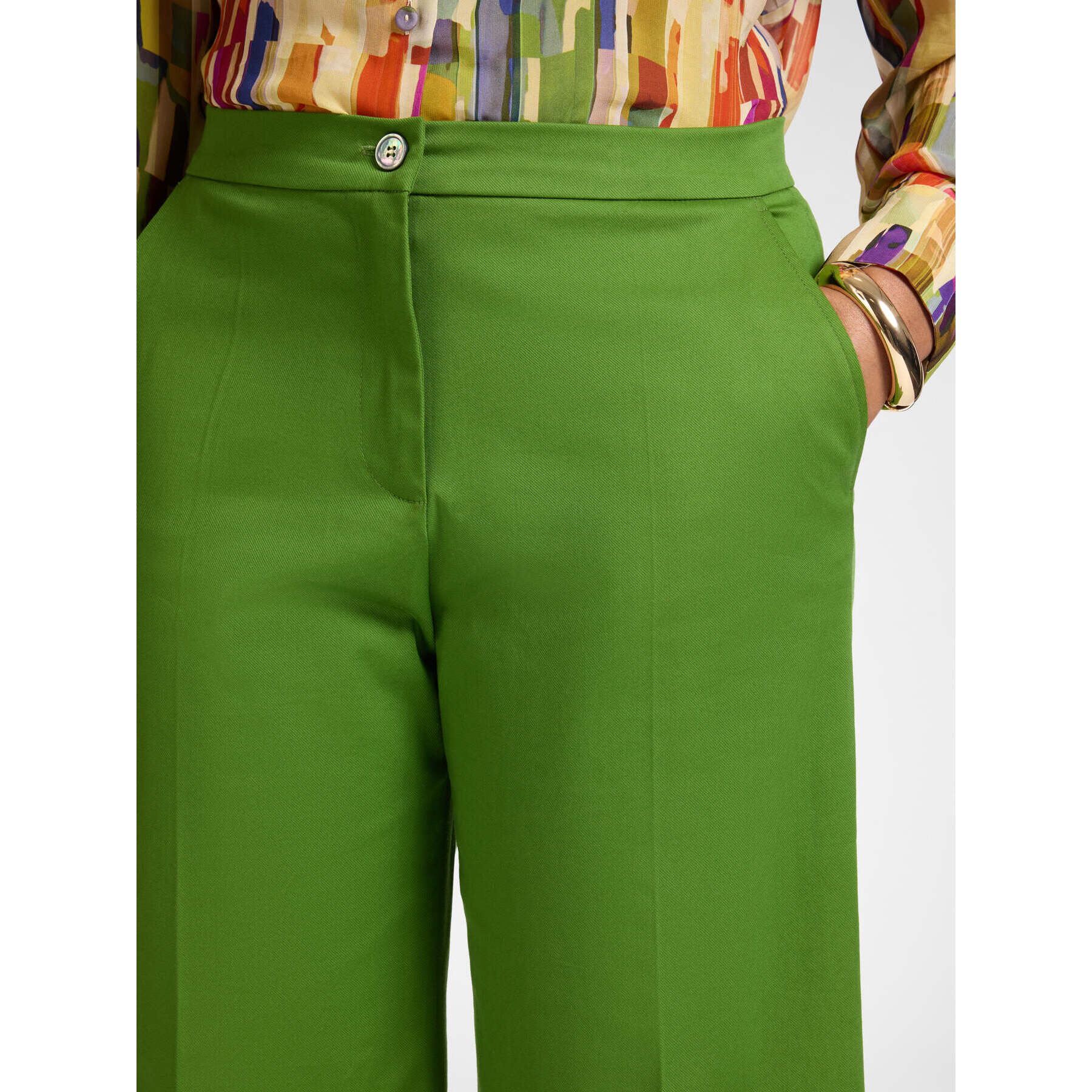 Elena Mirò - Pantaloni cropped in gabardina - Verde