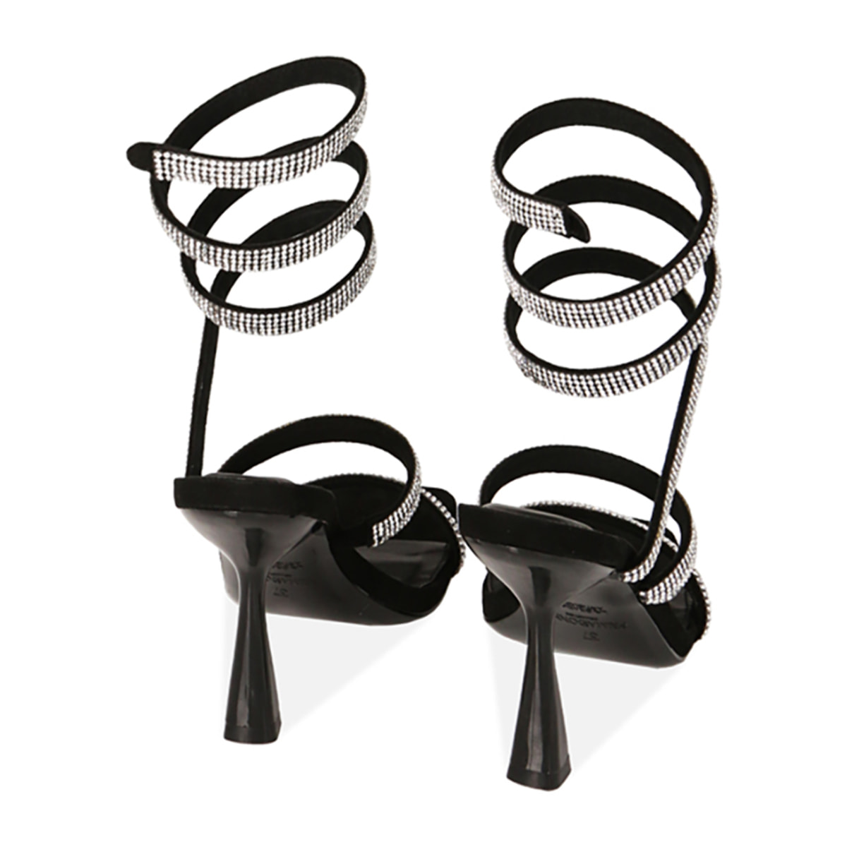 Sandalias de serpiente negras, tacón de 9,5 cm