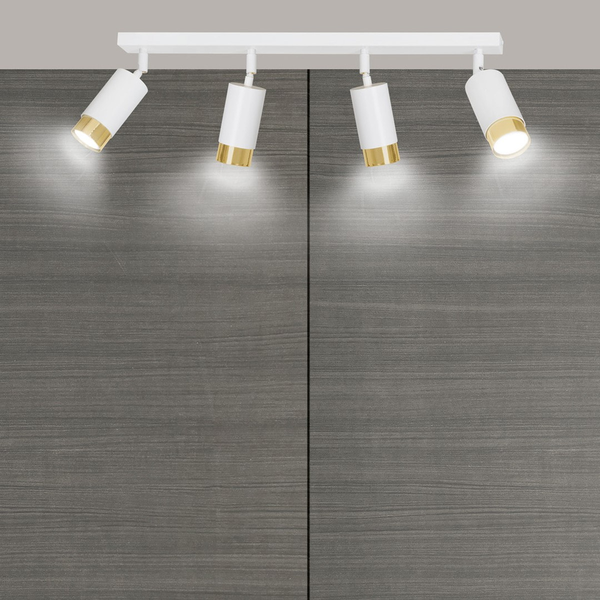 Faretto da soffitto Hiro in acciaio bianco e oro