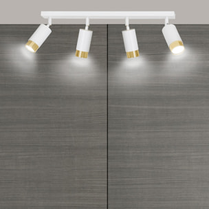 Faretto da soffitto Hiro in acciaio bianco e oro