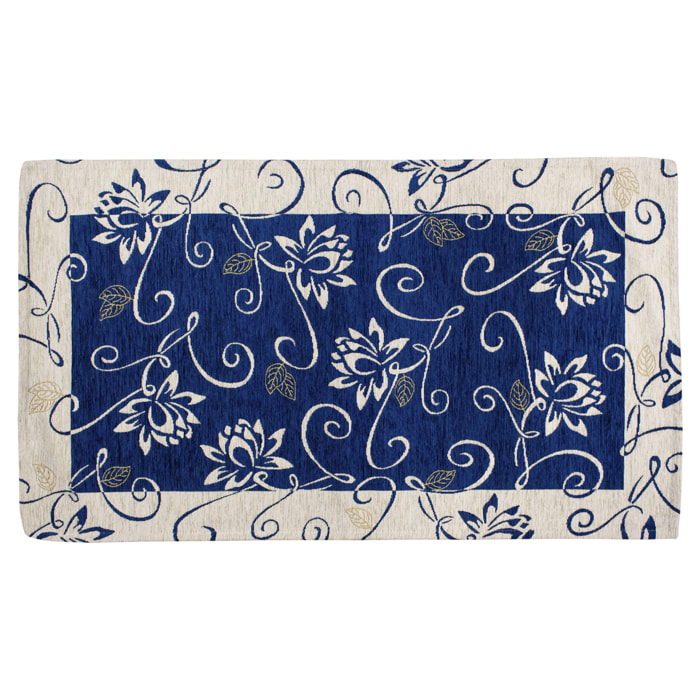 TAPPETO ARREDO DIS.NINFEA COL. BLU NOTTE 65X220 CM CON ANTISCIVOLO