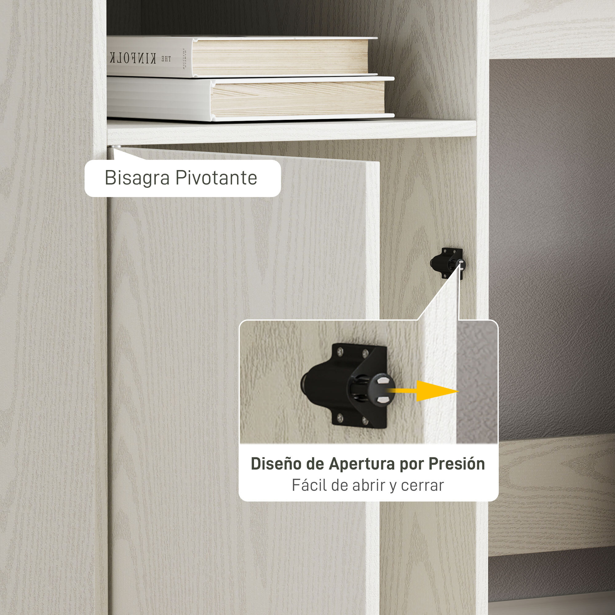 Escritorio con Estantería Moderno Escritorio con Puerta Compartimentos Abiertos y Soporte para Monitor Mesa para Estudio Dormitorio Hogar Oficina 108x50x94 cm Crema