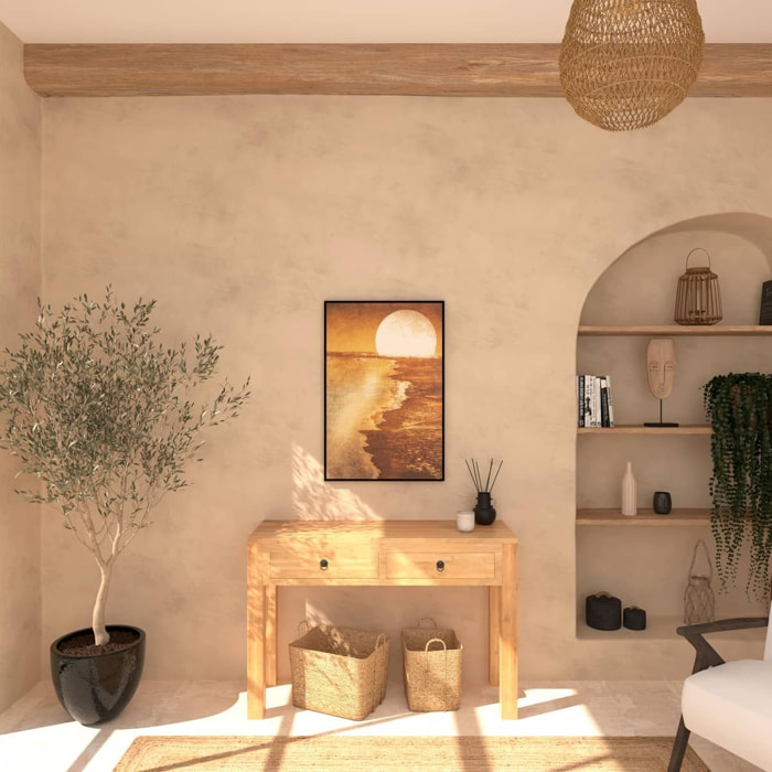 Toile imprimée encadrée "Soleil" - bois - 60x90 cm