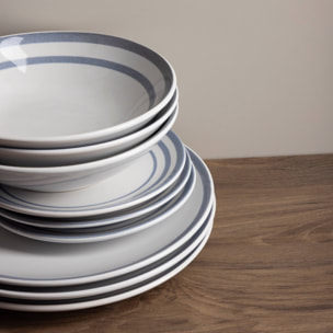 Set de 3 platos de postre ø19cm san ignacio con líneas azules