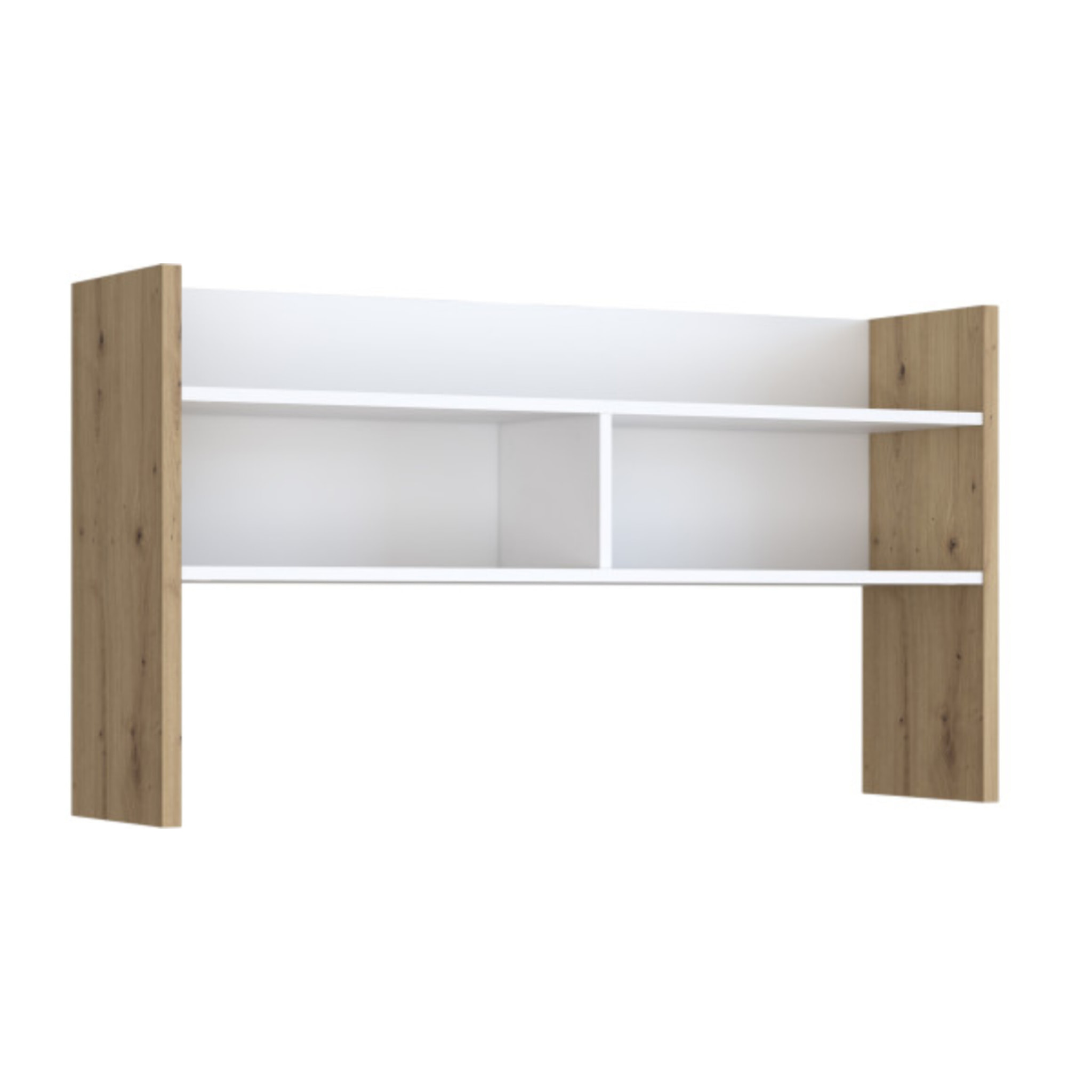 Sur-meuble de bureau avec rangements blanc, effet chêne - L 110 CM - KIARA