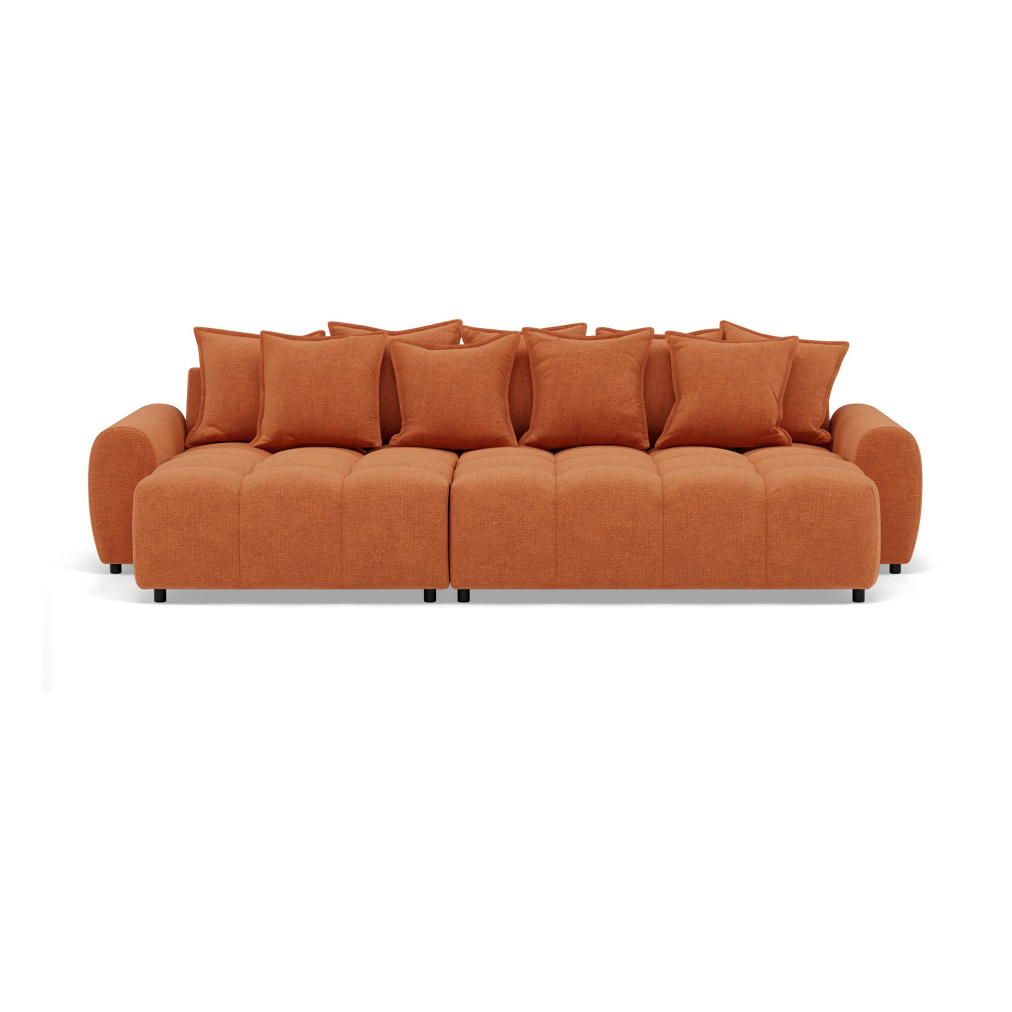 Adelaide - canapé d'angle réversible 4 places avec pouf d'appoint en tissu texturé - Terracotta