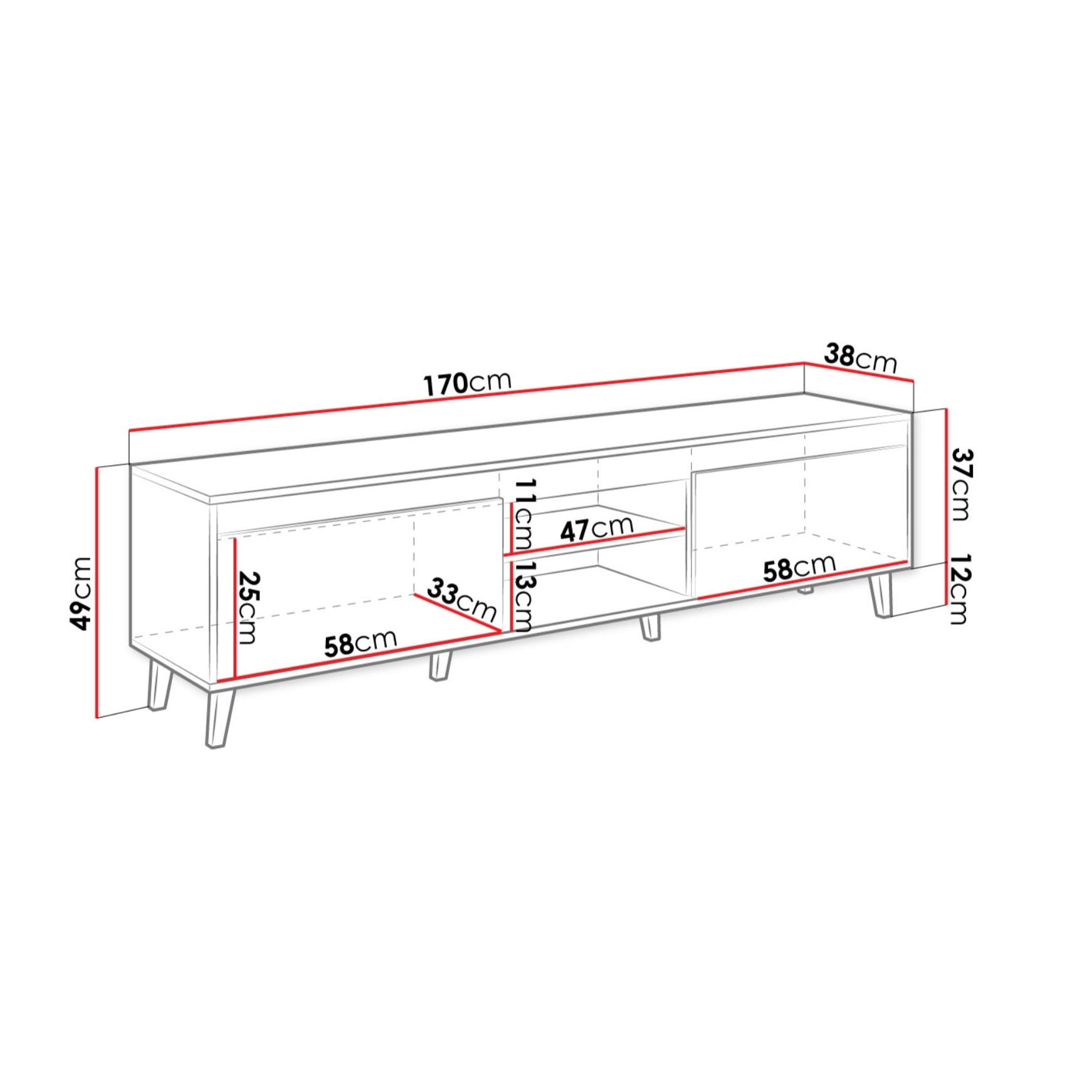 Lord - meuble TV - effet bois et noir - 170 cm - style industriel - Bois