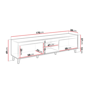 Lord - meuble TV - effet bois et noir - 170 cm - style industriel - Bois