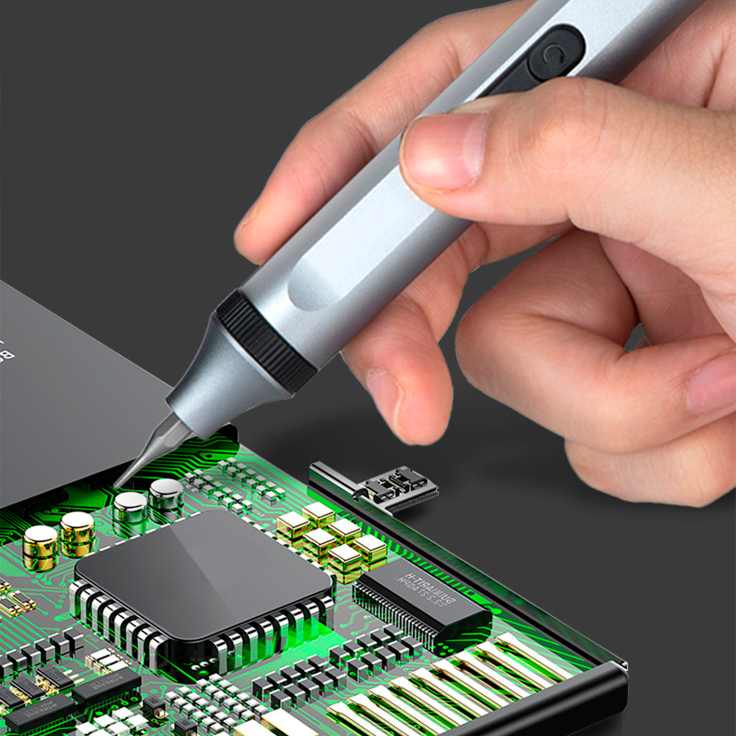 Destornillador eléctrico 40 en 1 con doble luz de trabajo, giro bidireccional, batería recargable de 350mAh, rotación de 170rpm y puntas magnéticas.