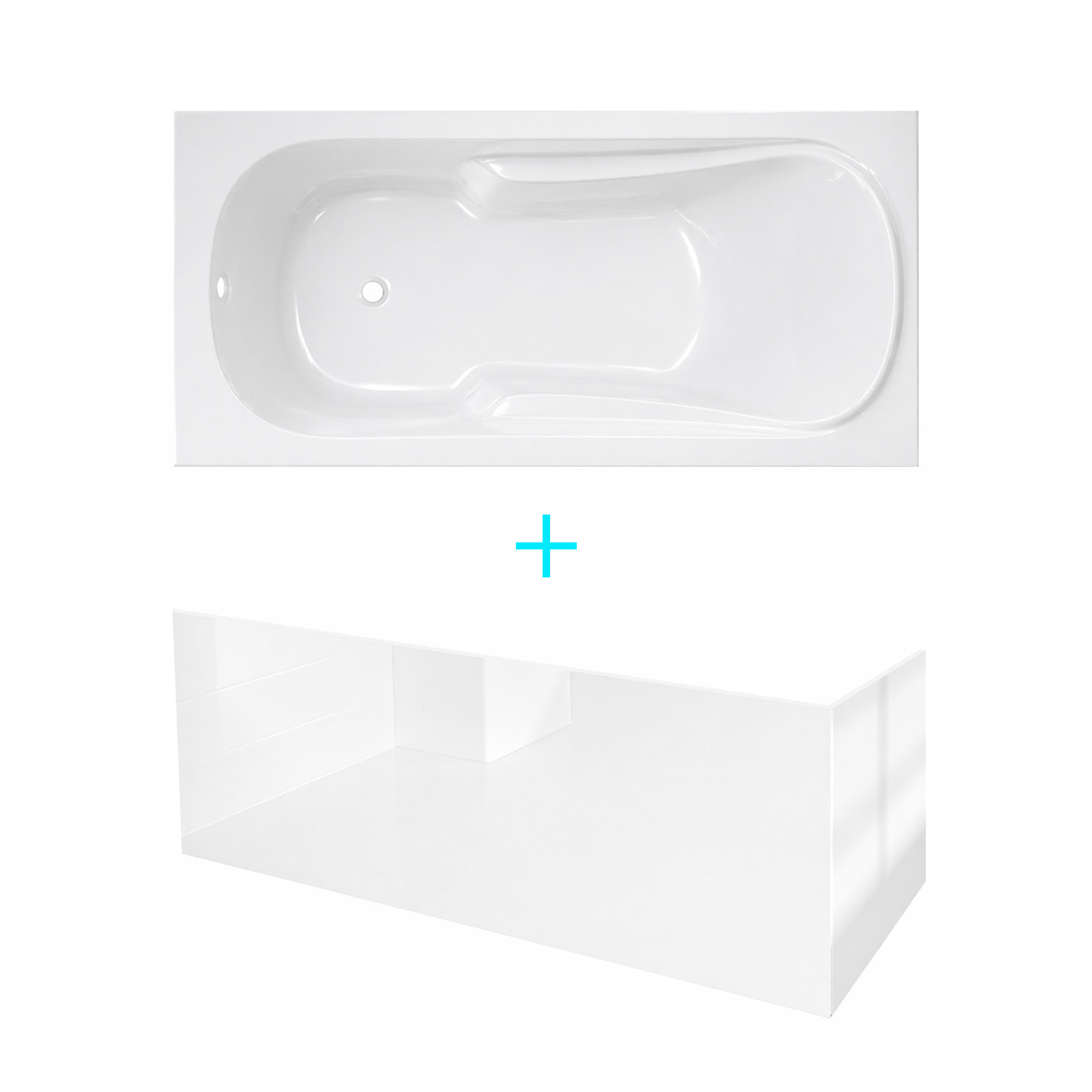 Pack Baignoire 150x70cm avec Tabliers recoupables 180cm et 80cm - Blanc Brillant - MAE