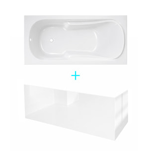 Pack Baignoire 150x70cm avec Tabliers recoupables 180cm et 80cm - Blanc Brillant - MAE
