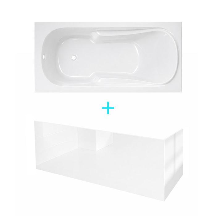 Pack Baignoire 150x70cm avec Tabliers recoupables 180cm et 80cm - Blanc Brillant - MAE