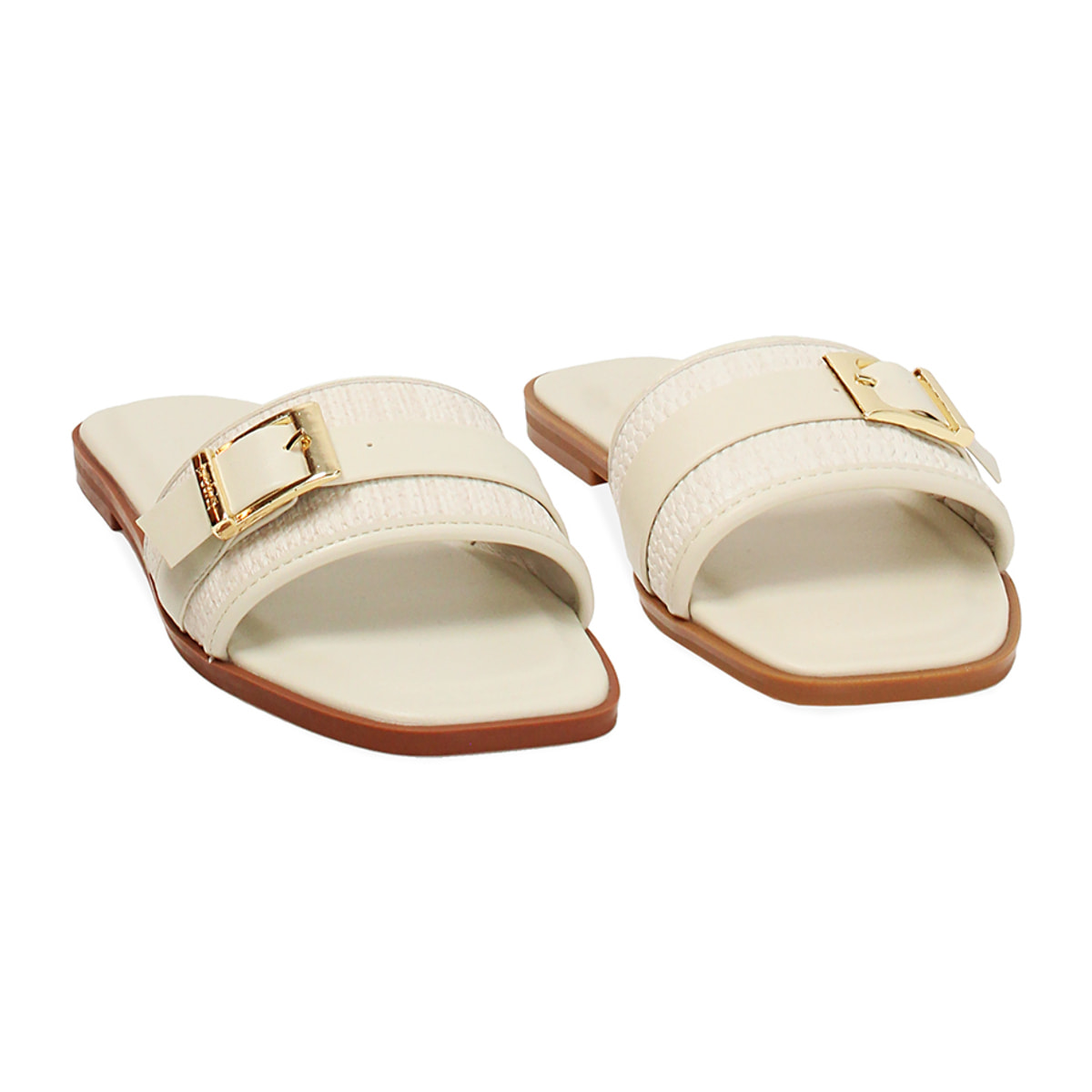 Sandalias planas crema de estilo fresco