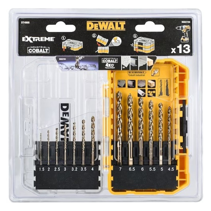 Foret métal Extrême cobalt HSS-CO 1.5 à 7 mm DEWALT - Coffret de 13 - DT4968-QZ