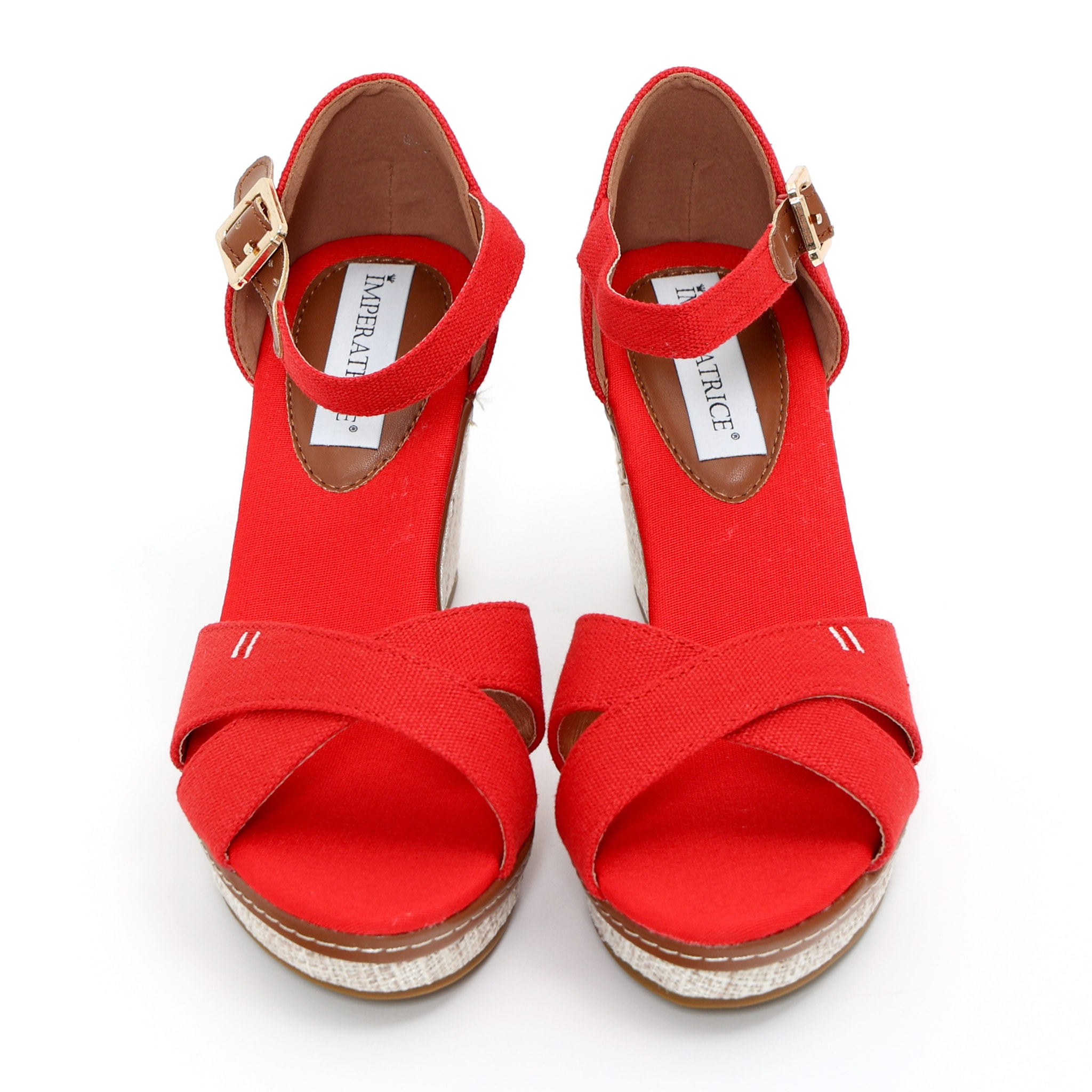 Sandali in tessuto con zeppa