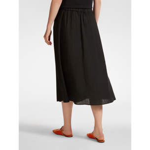 Elena Mirò - Falda de nesgas en lino - Negro