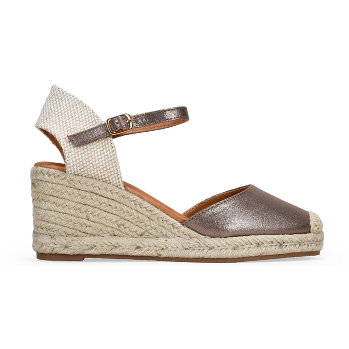 Alpargatas de cuña bronce con esparto