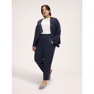 Fiorella Rubino - Pantaloni in Punto Milano con coulisse in vita - Blu