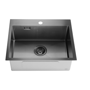 Timeless Évier de cuisine encastrable inox 304, 1 bac, 55x45x21 cm, Gun Metal brossé PVD
