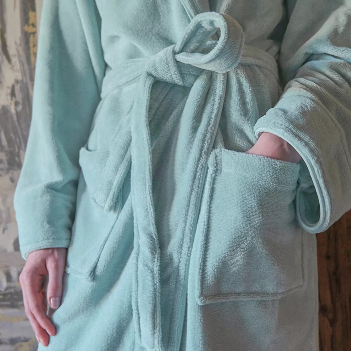 Peignoir coton mélangé 300 g/m² uni bleu Teddy glacier