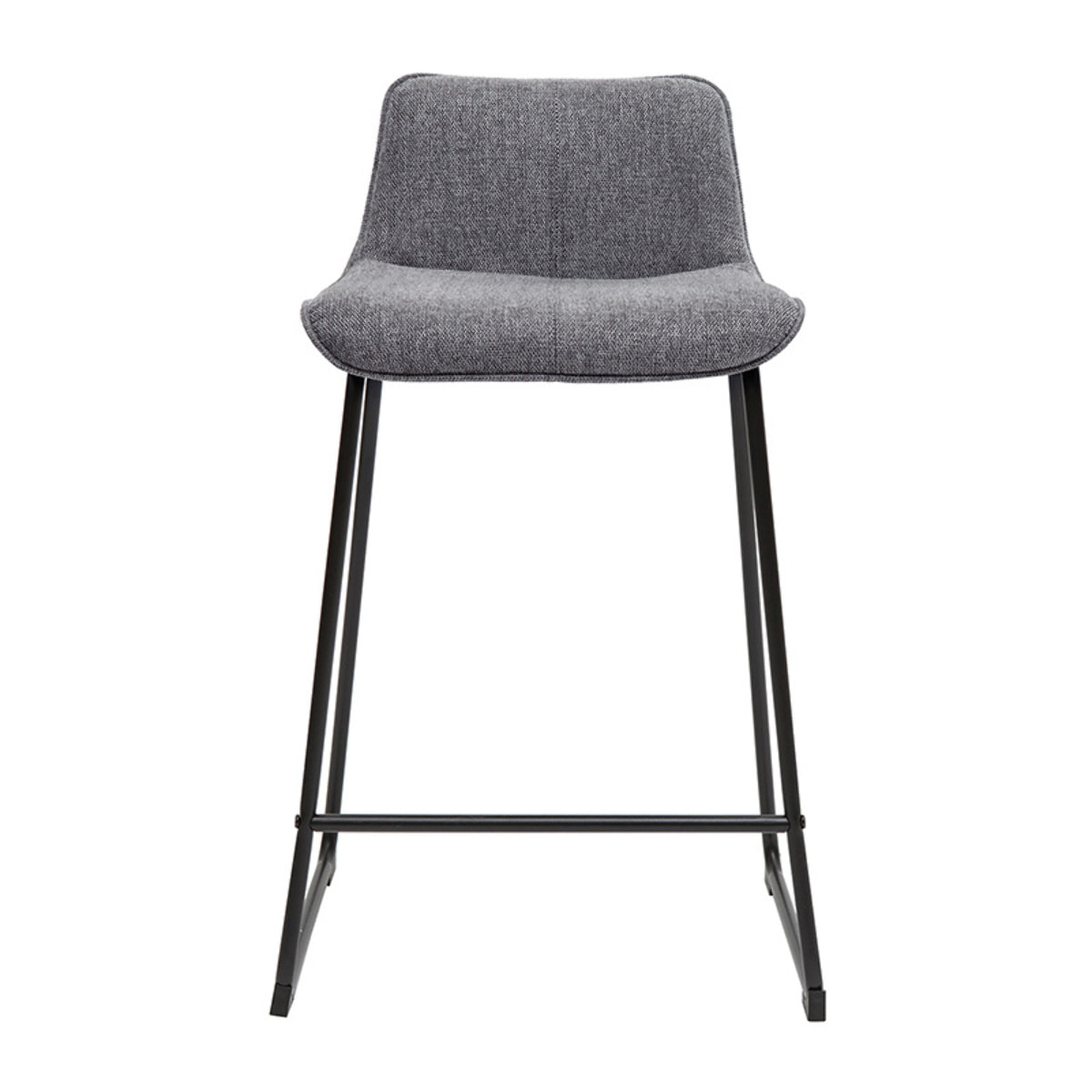 Tabourets de bar en tissu effet velours texturé gris et métal H65 (lot de 2) BOOST