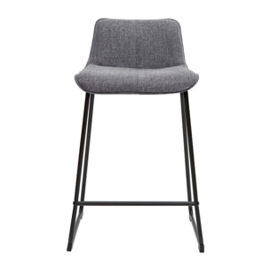 Tabourets de bar en tissu effet velours texturé gris et métal H65 (lot de 2) BOOST