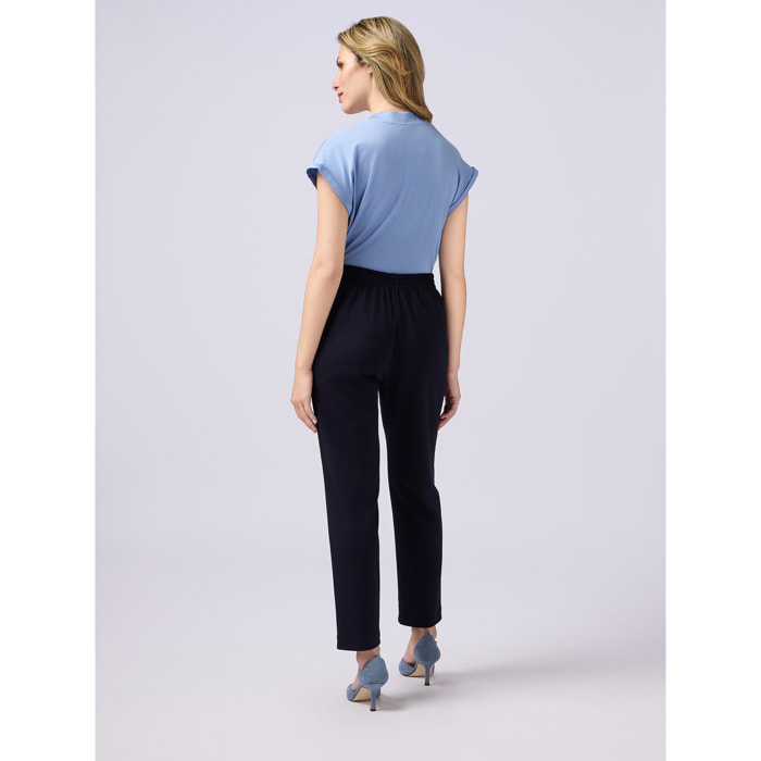 Oltre - Pantaloni joggers in tessuto scuba crêpe - Blu