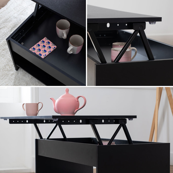 Table basse avec plateau relevable noire HEDDA