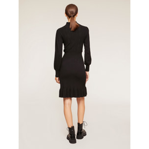 Motivi - Vestido corto de punto con trenzas - Negro