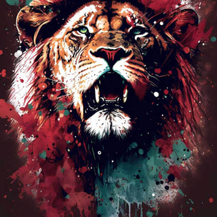 Lion pop art rouge - tableau pas cher Toile imprimée