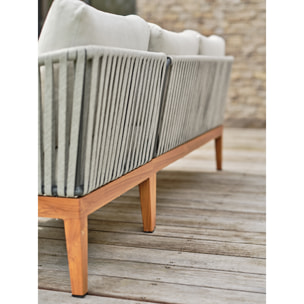 ALPHI - Salon bas de jardin 4 places - Effet bois