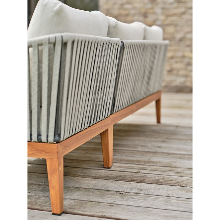 ALPHI - Salon bas de jardin 4 places - Effet bois