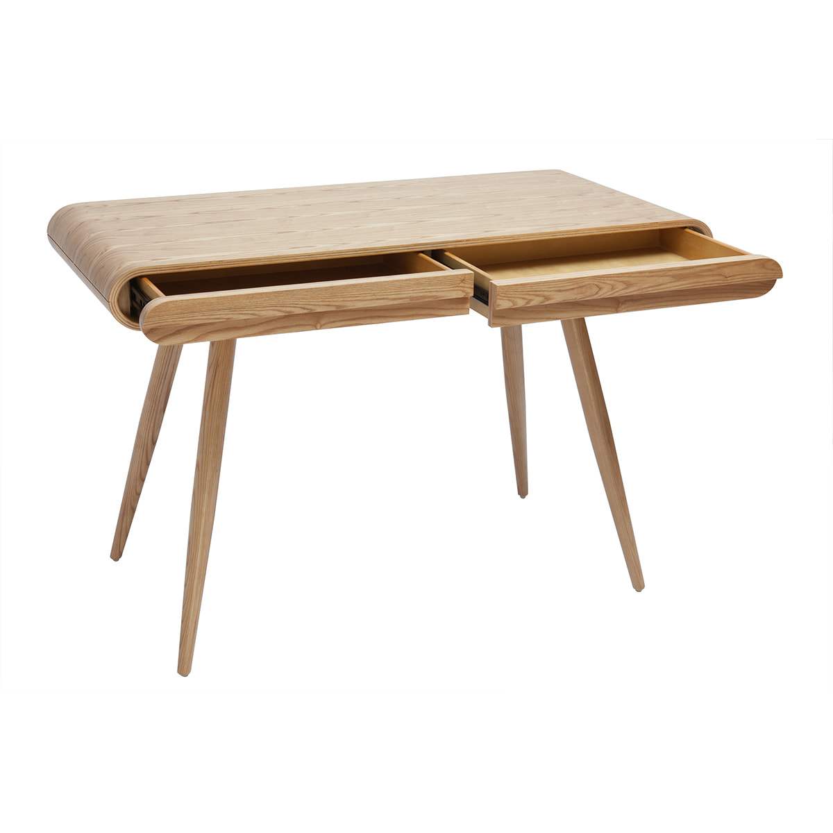 Bureau avec rangements 2 tiroirs scandinave bois clair L120 cm BJORG