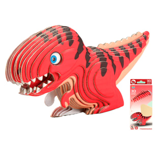 Puzzle 3D in cartone con rilievo. Design di Tyrannosaurus Rex.