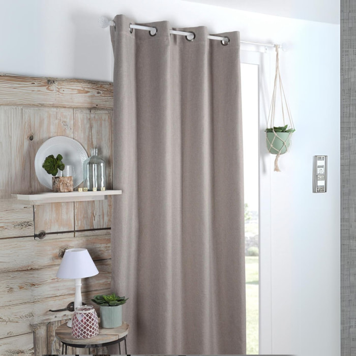 Rideau occultant uni tramé - Beige