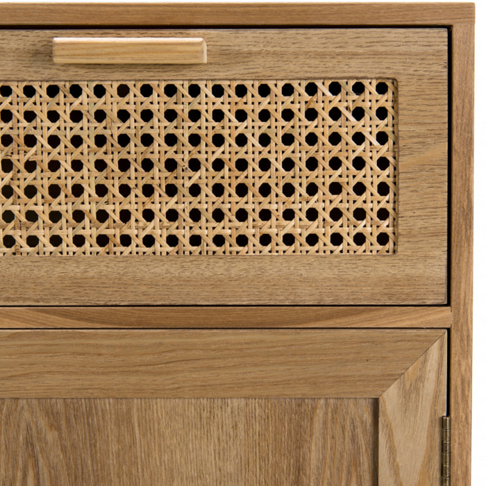 ROMEO - Buffet couleur naturelle 2 tiroirs 2 portes bois cannage