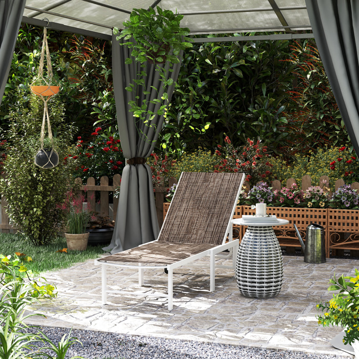 Tumbona Reclinable Tumbona Jardín Exterior con Ruedas Respaldo Ajustable en 5 Niveles y Estructura de Acero Carga 120 kg para Patio Terraza Balcón 166x60x84 cm Marrón