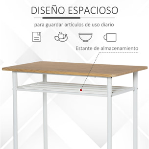 Juego de Mueble de Bar con Mesa Alta y 2 Taburetes para Cocina 80x50x90cm Blanco