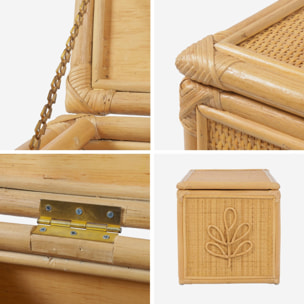 Coffre à jouets enfant bohème en rotin naturel - 80 x 40 x 40 cm - Arlo